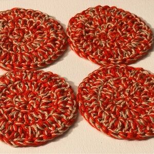 Handcrafted Red and Tan Coasters Set